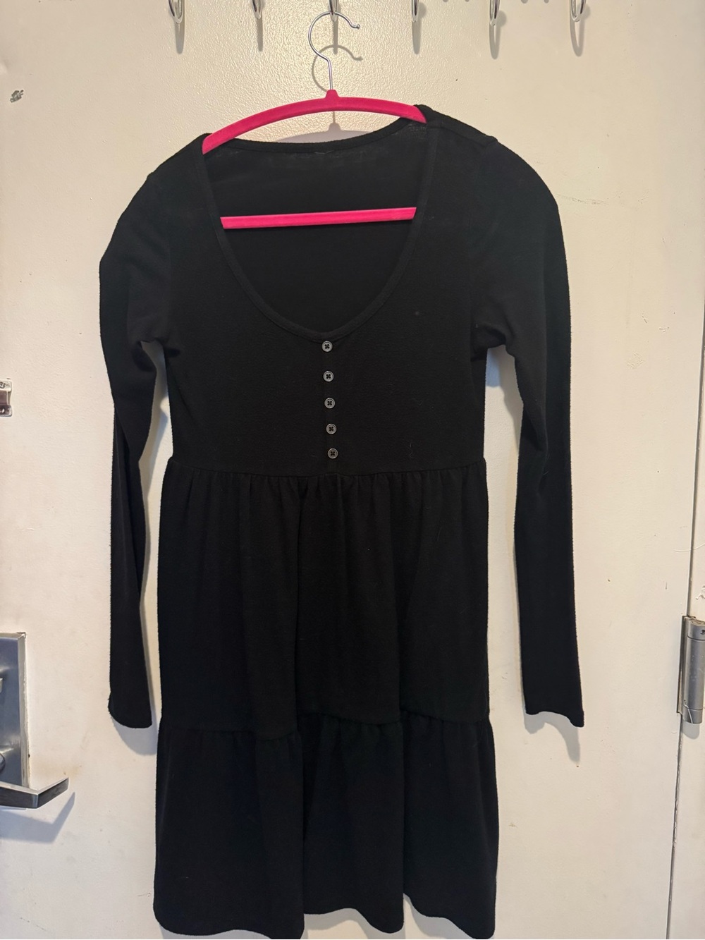 Girls' Black Long-Sleeve Tiered Dress